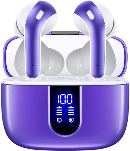 TAGRY Bluetooth Headphones True Wireless Earbuds 60H Playback LED Power Display Earphones with Wireless Charging Case IPX5 Waterproof in-Ear Ear buds with Mic for TV Smart Phone Laptop Computer Sports