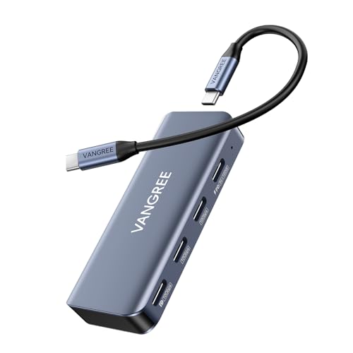 4-Port USB C Hub with 4K@60Hz Displayport, 3 USBC 3.2 10Gbps Ports, 100W Power Delivery, Detachable Cable, USB C Splitter Multiport Adapter for MacBook Pro/Air, iPad, iPhone 15, Portable Monitor