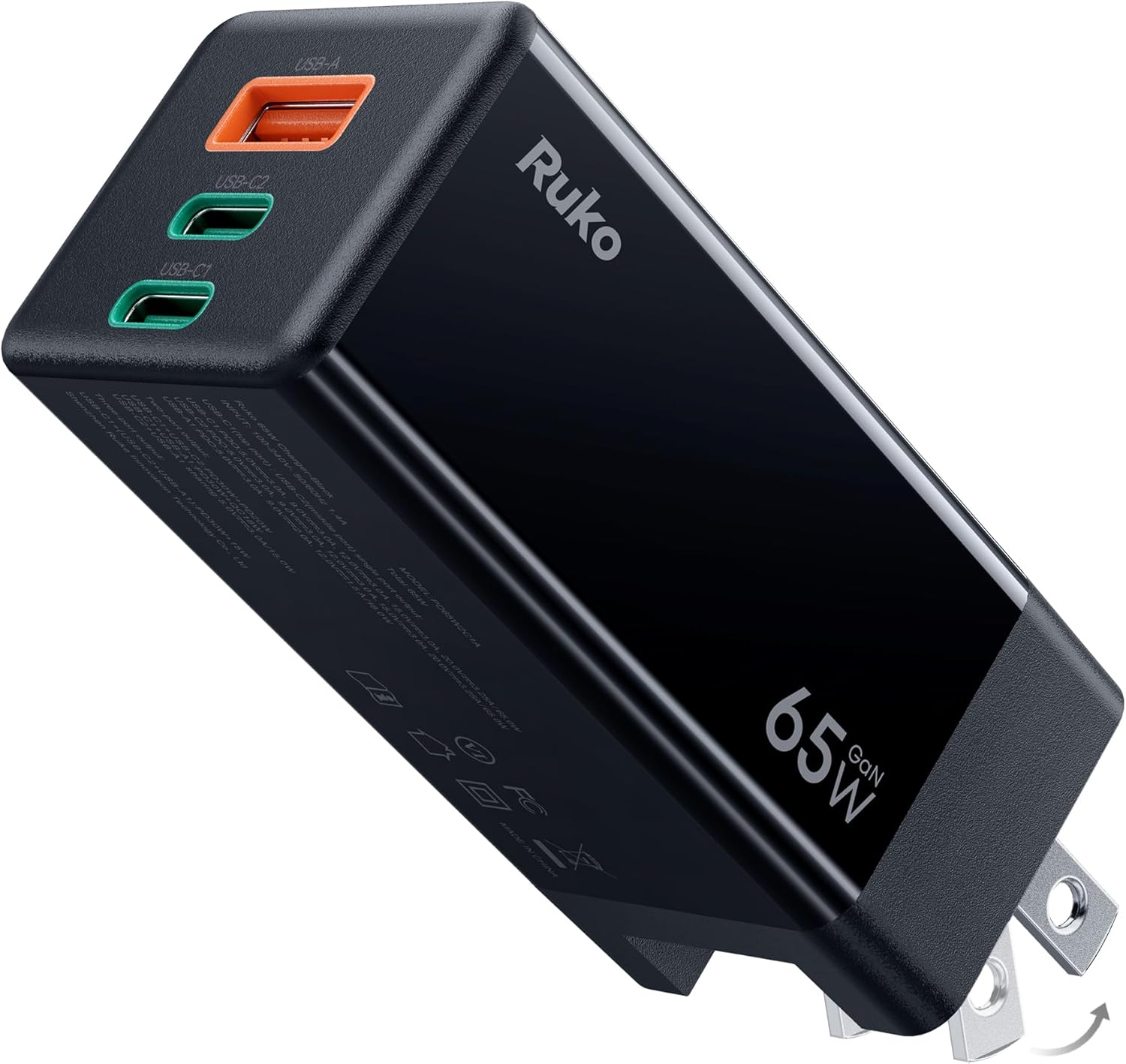 Ruko PD65W USB C Charger, 3-Port