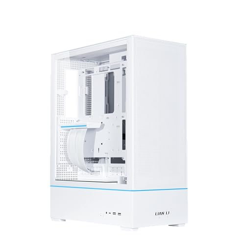 Lian Li SUP 01-45L Stand-Up Platform case- Independent Chamber Direct Cooling design-510mm PCIe 4.0 Riser Cable-Pre-Installed 3X 120mm Fans-Dual ARGB Strips-Supports 360mm/280mm AIO-White (SUP01W.US)
