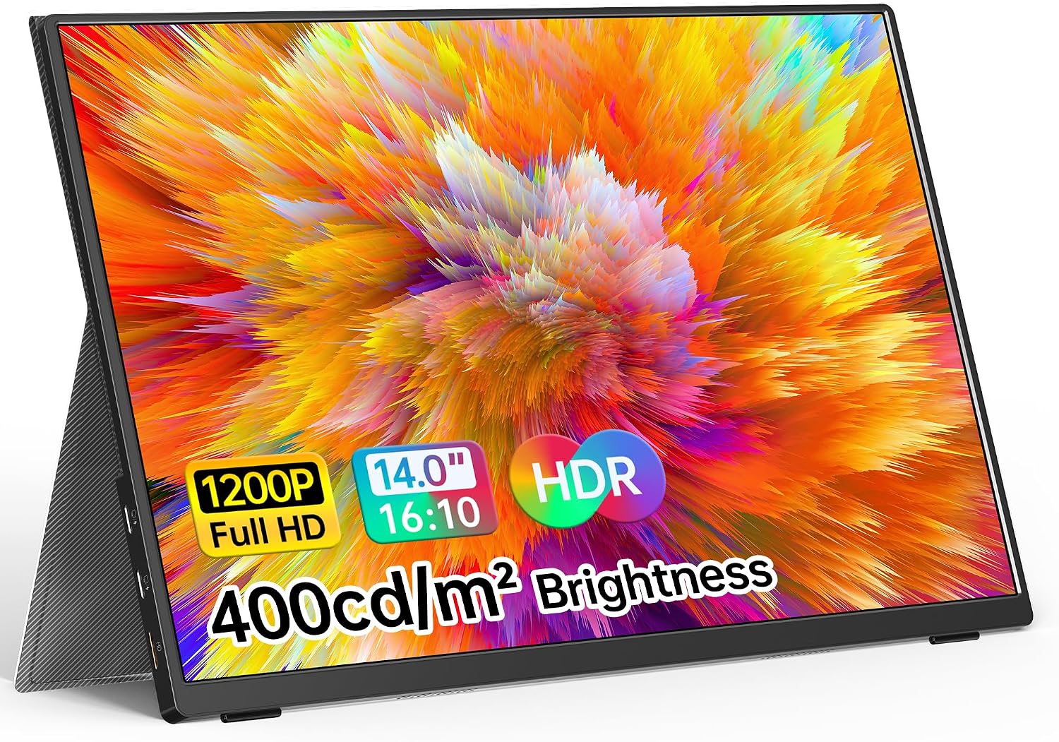 VILVA Portable Monitor 14 inch FHD 1920 * 1200P USB C HDMI Ultra-Slim IPS Travel Display w/Smart Cover & Speakers, HDR Plug&Play, External Monitor for Laptop PC, Phone,Mac