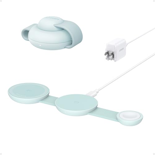 Anker MagSafe Compatible MagGo UFO 3-in-1 Charger, iPhone 17 Wireless Charging Station, 15W Qi2 Certified, Foldable Travel Charging Pad, for iPhone 17/16/15/14, AirPods, Apple Watch (Not a Power Bank)