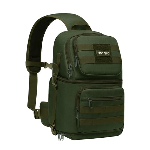 MOSISO Camera Sling Bag,DSLR/SLR/Mirrorless Tactical Camera Crossbody Bag Case Photography Slingpack with Tripod Holder&Removable Modular Inserts Compatible with Canon/Nikon/Sony/Fuji, Army Green