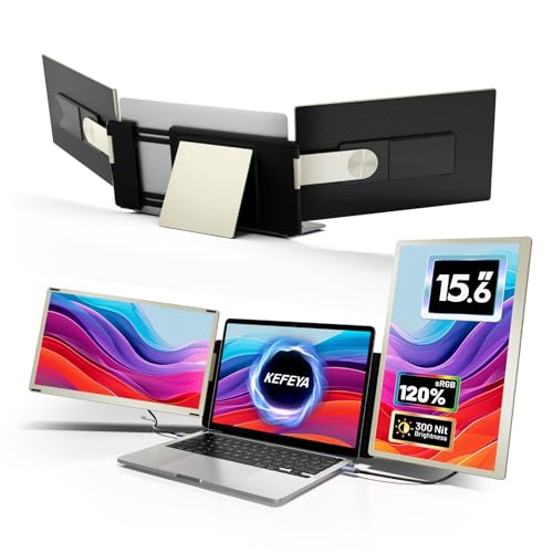 Laptop Screen Extender, 15.6" Portable Monitor for Laptop with 120% sRGB, FHD IPS & USB to HDMI Hub & 235 Rotation, Triple Monitor Extender Plug & Play Fits for All Laptops (Mac/Win/Android)