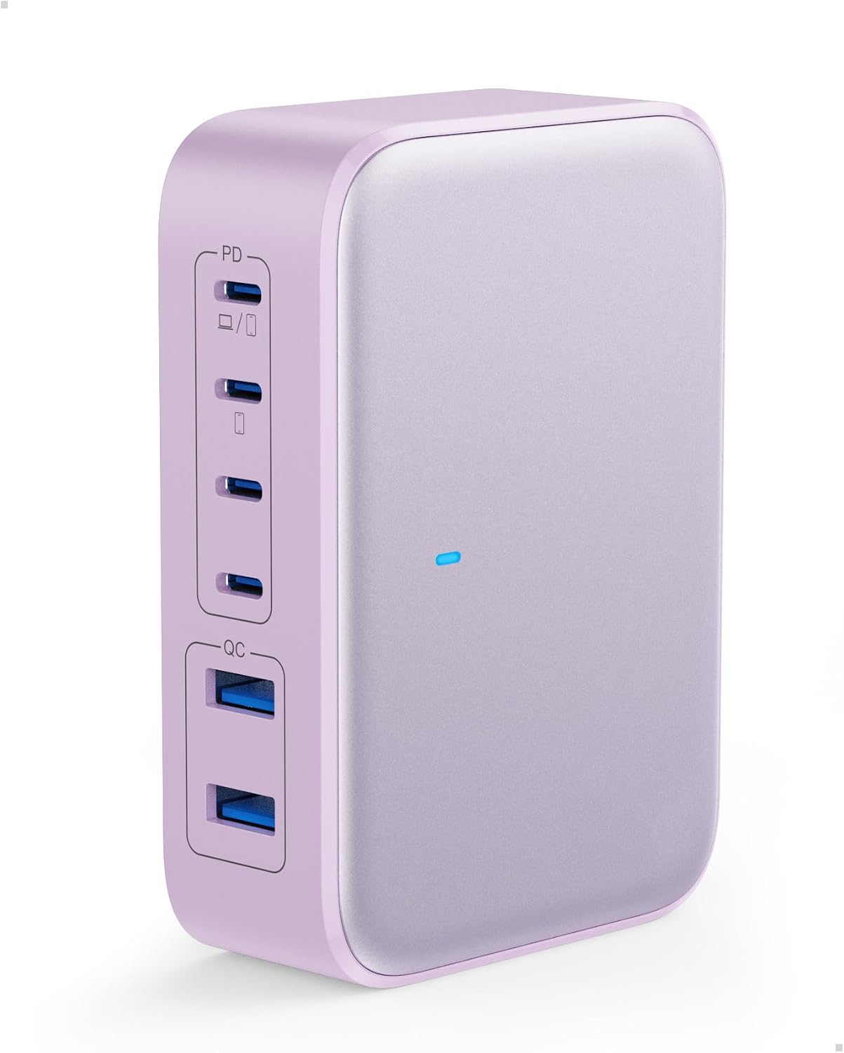 USB C Charger 200W USB C Charging Block,6 Ports GaN IV Foldable Wall Charger,QC4.0 Fast Charging Station Hub,PD 65W Laptop Charger for MacBook Pro/Air,Dell,iPhone 16/15,iPad,Galaxy,Steam Deck (Purple)