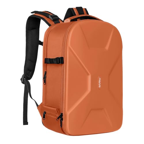 MOSISO Camera Backpack, DSLR/SLR/Mirrorless Photography Camera Bag 15-16 inch Waterproof Hardshell Case with Tripod Holder&Laptop Compartment Compatible with Canon/Nikon/Sony, Orange