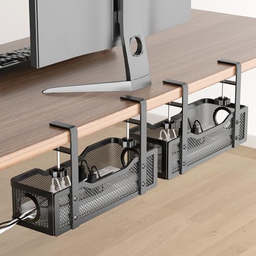 Cinati 2 Pack Under Desk Cable Management Box (Black)
