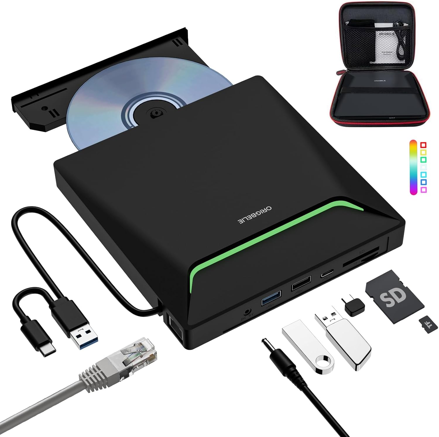 ORIGBELIE New External CD DVD Drive