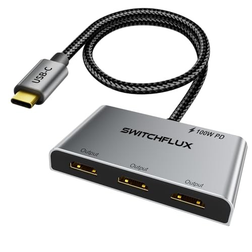 USB C to 3  HDMI Adapter |4K60Hz HDMI Splitter Extended Display 1 in 3 Out MST Hub with 100W PD for Multiple Monitors Converter Compatible with Laptop,PC,USB-C Graphics Card