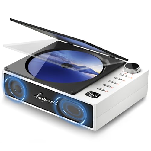 CD Player Portable, Leapwell Portable CD Player with Speakers Bluetooth Rechargeable, Small Compact Retro CD Players for Home, Personal Desktop CD Player with USB White