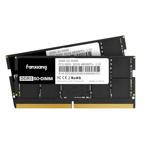 SODIMM DDR5 4800MHz RAM 64GB Kit (2 x 32GB),CL40 1.1V SODIMM 262 Pin Laptop Memory Module Ram,Memory for Enhanced Gaming Performance and Smooth Multitasking