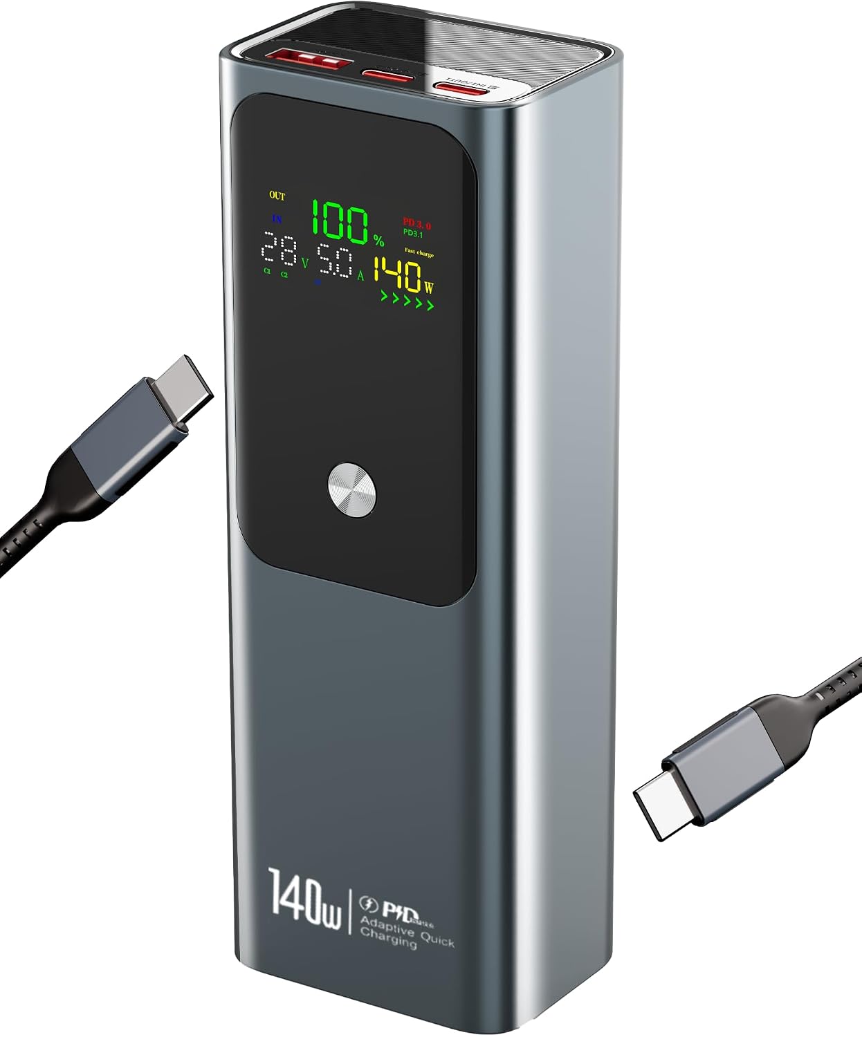Power Bank (27000mAh140W) Single Output 140W-Laptop Portable Charger (99.3Wh) PD3.1 Fast Charging-Comes with 100W USB-C Charging Cable - 3Port Battery Pack with Smart Display for PC/iPhone