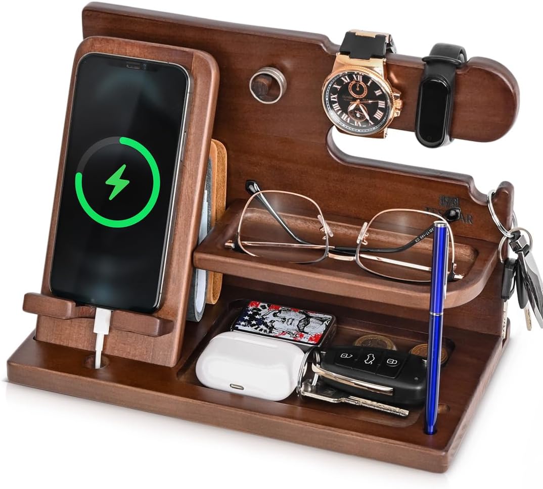 TESLYAR Wood Phone Docking Station (Chestnut)
