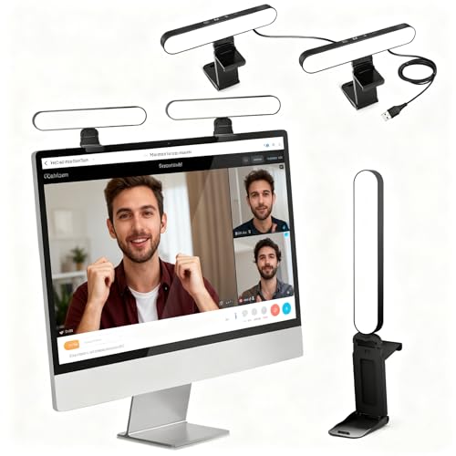 UBeesize Video Conference Lighting, LED Streaming Light for Video Calls, Webcam Light with Adjustable Monitor Mount, Zoom Lighting for Computer, Laptop Ring Light for Video Recording, Double Kit