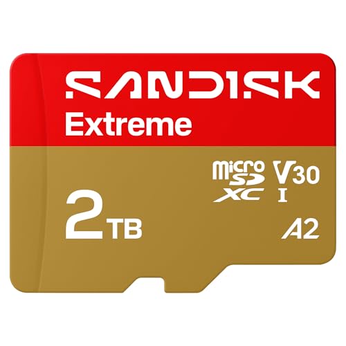 SanDisk 2TB Extreme microSDXC UHS-I Memory Card with Adapter - Up to 240MB/s, C10, U3, V30, 4K, 5K, A2, Micro SD Card- SDSQXAV-2T00-GN6MA