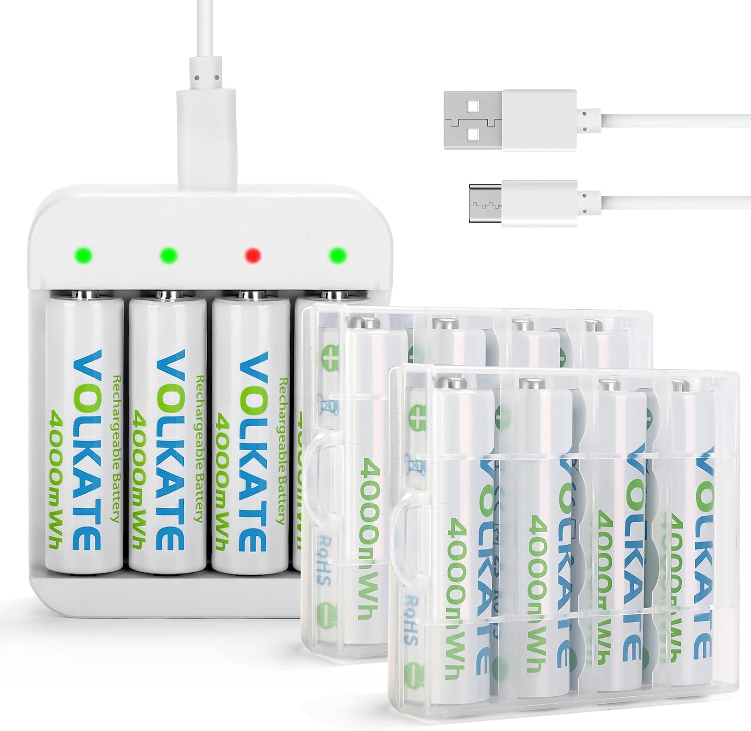 4000mWh Rechargeable Lithium AA Batteries with Charger, 12 Pack 1.5V High Capacity Double A Lithium Ion Battery, 2H Fast Charging, 1200 Cycles, for Blink Outdoor Camera, Flashlight, Toy