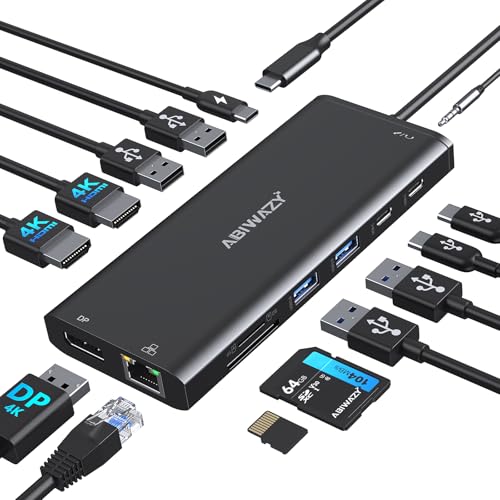 ABIWAZY USB C Docking Station 3 Monitors