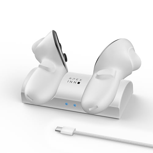 APEXINNO Compact Charging Dock Compatible with Meta Quest 3/3S Controllers,Wireless Charging Station for Quest 3/3S Accessories,Magnetic Charger Stand for Controller with 2 Rechargeable Battery