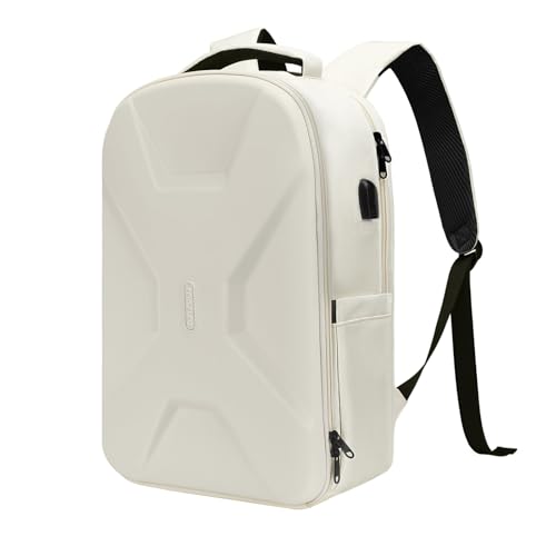 MOSISO 15.6-16 inch 35L Laptop Backpack with USB Charging Port for Women Men, Waterproof Hardshell Travel Business Computer Bag, Anti-Theft Daypack with Luggage Strap, Beige