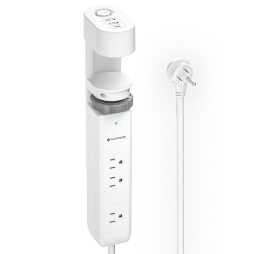 Desk Clamp Power Strip with USB-C, 1020J Surge Protector, 20W PD Fast Charging, Under Desk Mount Power Strip with Wide-Spaced Outlets, Flat Plug, 6FT Cord, Fits Up to 2" Tables,ETL Listed (15A/1875W)