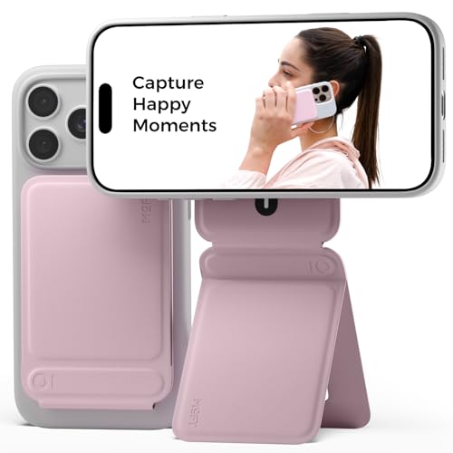 MOFT Phone Tripod Stand Selfie Stick for iPhone, Multi-Angles iPhone Stand, Lightweight & Portable Phone Holder, Strong Magnets, MOVAS Vegan Leather, Travel Essentials, Blush(Without Card Slot)
