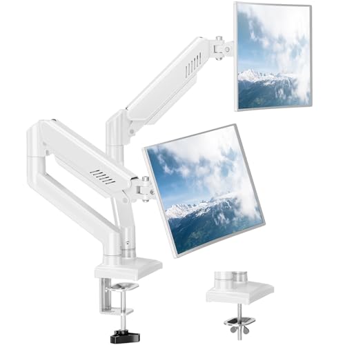 Dual Monitor Mount Fits 17 to 32 Inch Computer Screen, Dual Monitor Arm Hold 4.4-19.8lbs Each, Full Motion Monitor Desk Mounts for 2 Monitors, Gas Spring Monitor Stand, VESA Mount, Freelift