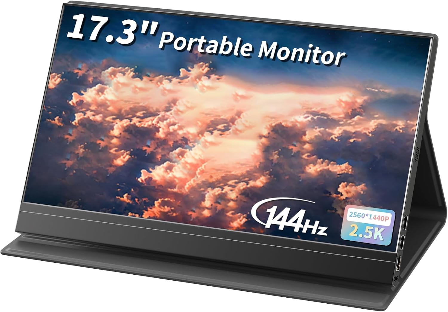 17.3''Portable Laptop Monitor,2.5K(2560 * 1440p) 144hz IPS HDR Gaming,HDMI USB-C Ports Magnetic Case & VESA Portable Monitor for Laptop PC Mac Switch PS5 Xbox