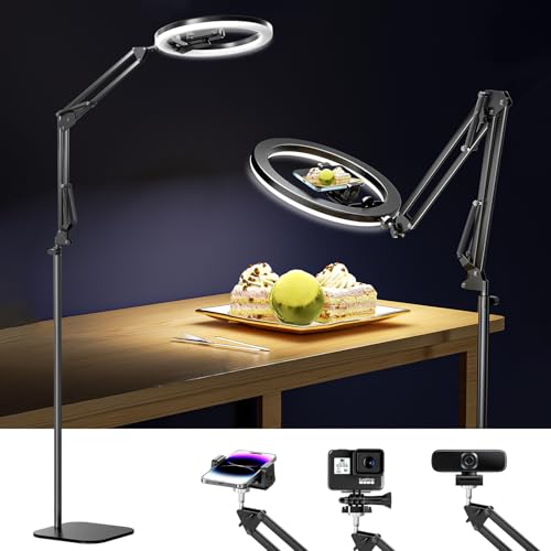 UBeesize 12" Ring Light Tripod for iPhone with Overhead Phone Mount Holder, Ring Lights with Stand and Camera Mounts for Photography/Live Streaming/TikTok/YouTube Content Creation