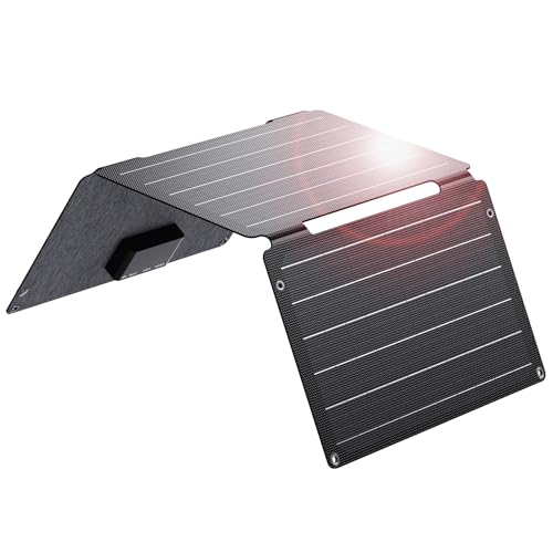 BigBlue 30W Solar Panel with Fast Charging USB-A, PD 24W USB-C and DC Ports, IP68 Waterproof, Portable Folding Solar Charger Compatible with iPhone, iPad, Samsung, LG, Power Banks, Power Station etc