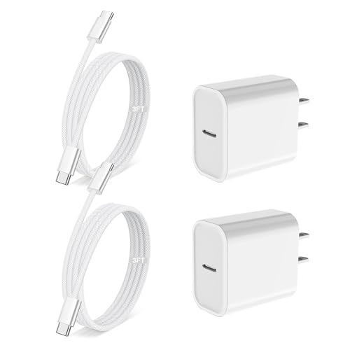 Fast Charging for iPhone 16 Charger,2Pack 20W USB C Wall Charger Plug Block with Type C Charging Woven Cable for iPhone 16/16 Plus/16e/15 Pro Max/iPad Pro 12.9/iPad Pro 11/iPad Air 5/iPad 10/Mini 6