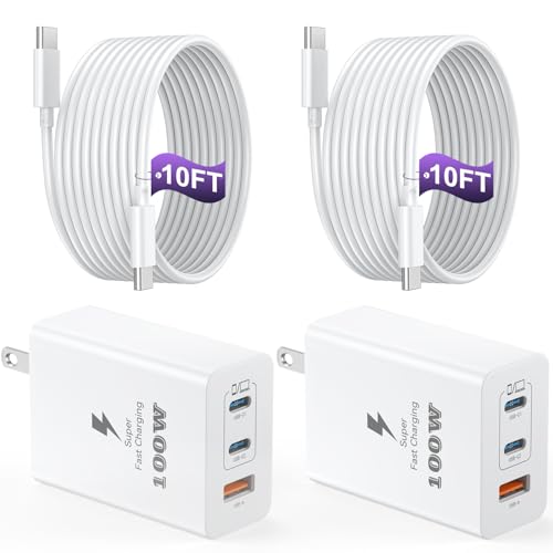 Auorld 3-Port 100W (2-Pack, 10ft)