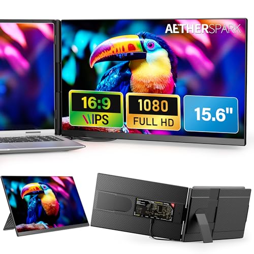 Laptop Screen Extender Portable Monitor, Dual 15.6" 1080P FHD Frameless Screen, Detachable Monitor Extender for Laptop, Fit for 13-17" Laptop, Compatiable with Windows/Mac/Chrome/Android (P5-15.6")