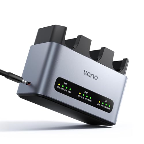 llano 30W LP-E6NH LP-E6P Battery Charger: Fast Three Slot for Canon Camera Batteries Canon EOS R5/R6/R7 Mark II, 5D/6D/7D Mark II/III/IV, 60D/70D/80D/90D, USB-C, LED, Durable CNC Aluminum