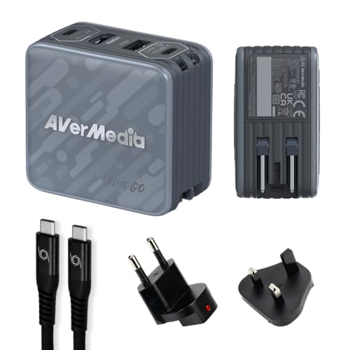 AVerMedia Elite Go  USB-C Capture Card for Streaming, 4K60 HDMI Output, 1080p60 Recording, Portable Switch 2 TV Dock, 100W GaN Charging Hub  PC, Mac, Handhelds, Smartphones/Tablets Compatible