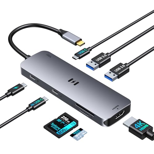 Docking Station Dual Monitor, Selore 8-in-1 USB C Video Hub with 4K USB-C and HDMI Display, 100W PD Charging, 5Gbps Data Transfer, SD/TF Card Reader, Laptop Docking Station for MacBook,Windows