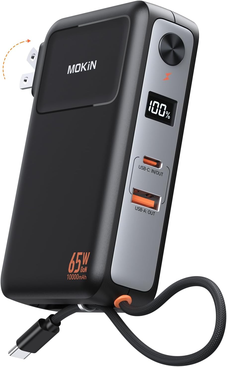 Portable Charger, 10000mAh Power Bank Built in Cable and Wall Plug 65W for Laptop, 3 in 1 Phone Battery Pack 35W Fast Charging, Travel Essentials USB C Compatible with iPhone 17 16 15 Samsung MacBook