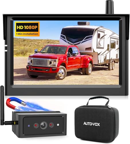 AUTO VOX Wireless Backup Camera Magnetic: 5" Portable No Wiring 1 Min Install Trailer Hitch Camera, 2-Channel HD 1080P Car Monitor & IR Night Vision Back Up Camera Systems for Truck, RV, Camper