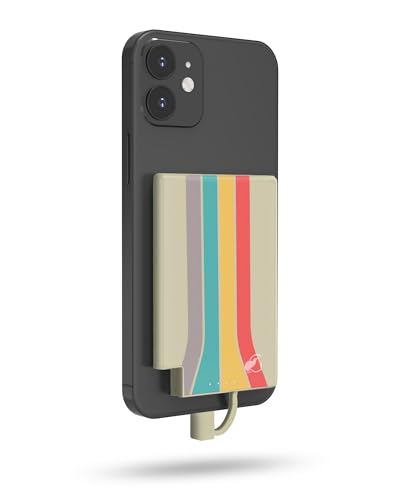 5000mAh Ultra-Slim Portable Charger, Magnetic Attached Power Bank, Built-in USB-C Cable, Compatible with iPhone 15, Android & USB-C Devices, TSA Travel Flight-Approved, Lightweight -Retro