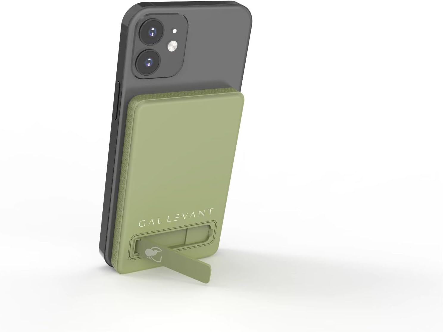 5000mAh Magnetic Wireless Power Bank: Compact, Stylish, Multi-Device Charging, Built-in Kickstand and USB-C Port - Portable, Fast Charging for iPhone & Android (Olive) Flight-Approved