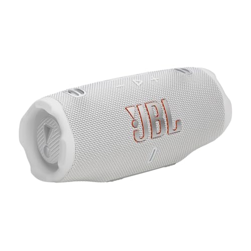 JBL Charge 6 - Portable Waterproof & Drop-Proof Bluetooth Speaker, Bold Pro Sound with AI Sound Boost, 28Hrs of Playtime, Built-in powerbank & Comes with a Sturdy/Removable Carrying Strap (White)
