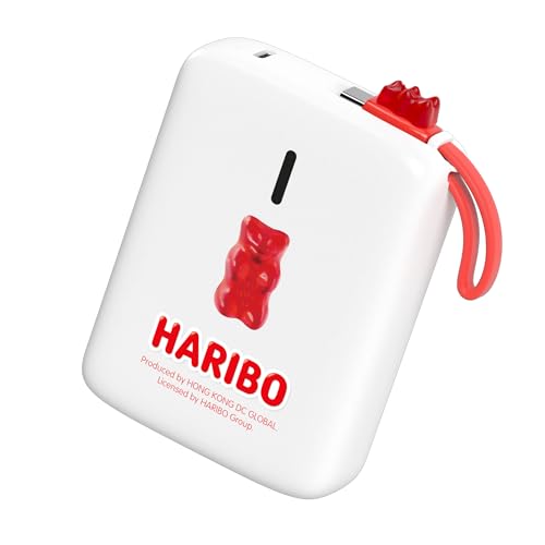 Haribo Mini Power Bank 20000mAh, 22.5W Fast Charging, Built-in Cable, Compact Size, 5V 3A, Gummy Bear Style Portable Charger for iPhone 15 16, Samsung Galaxy, Motorola