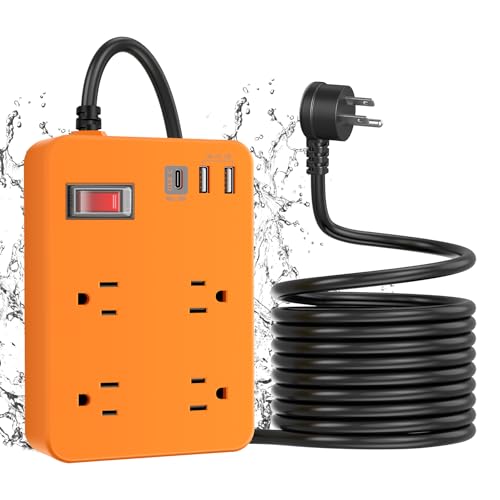 Jgstkcity Weatherproof Power Strip (Orange)