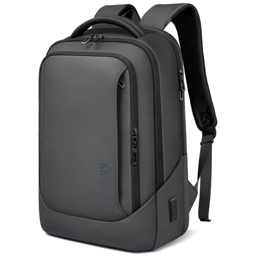 hk Laptop Backpack for Men with USB Charging Port Water-Resistant for 15.6 Inch Computer Bag Durable High-Tech Daypack Casual Backpack for Business Work College Weekender Travel- Dark Grey