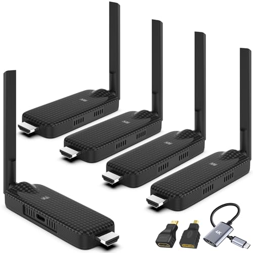 Wireless HDMI 4 Receiver and Transmitter USB-C Extender Kit,Plug & Play 165FT Portable 2.4G/5G Wirelessly Simultaneous Expansion for Multiple Screens from Laptop and Camera to TVs,Projectors