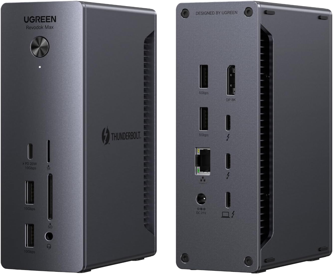 UGREEN Thunderbolt 4 Dock Revodok Max 213 13-in-1 40Gbps Docking Station with Dual 4K@60Hz Single 8K Display, 90W Charging for Laptop, 2.5GbE, SD/TF 4.0 for MacBook Surface Pro and More