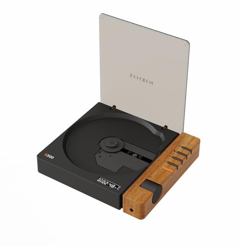 R300 CD Player Portable Bluetooth Desktop Retro CD Players for Home,Without Speakers, Rechargeble Battery Small Compact Vintage CD Player,SPDIF Out,Brown