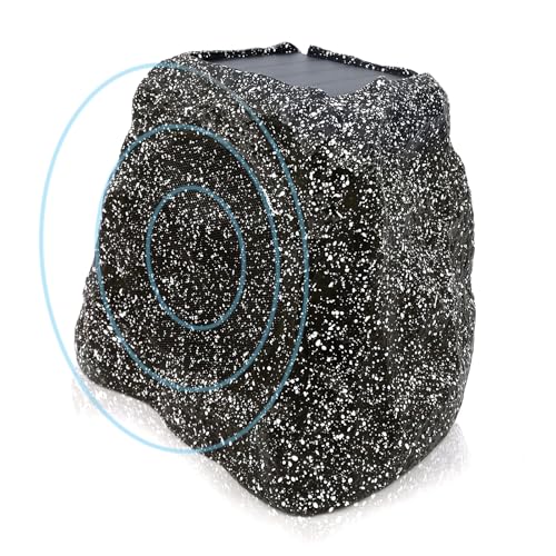 Herdio Rock Speakers Outdoor IPX7 Waterproof Bluetooth Wireless Portable Solar Powered Max 100 Watt with Rechargeable Battery for Garden Patio Deck Pool Backyard(Single Gray)