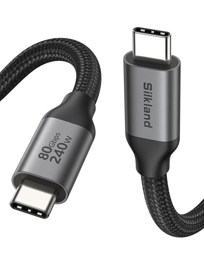 Silkland 80Gbps USB 4 Cable for Thunderbolt 5 Cable 6.6FT/2M, 120Gbps Bandwidth for 16K/Dual 8K, 240W Fast Charging, USB C Monitor Cable Compatible Thunderbolt 4/5,SSD,Monitor,MacBook M4 Pro,Dock