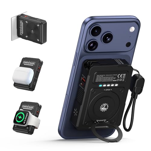 for Magsafe Battery Pack 10000mAh,5-in-1 Magnetic Power Bank Built in AC Plug,Magnetic Wireless Portable Charger for Apple Watch,22.5W Fast Charging Power Bank for iPhone 16 Pro Max/15/14/13/12 Mini