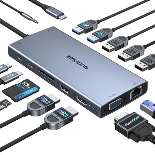 ZMUIPNG USB C Docking Station 15‑in‑1